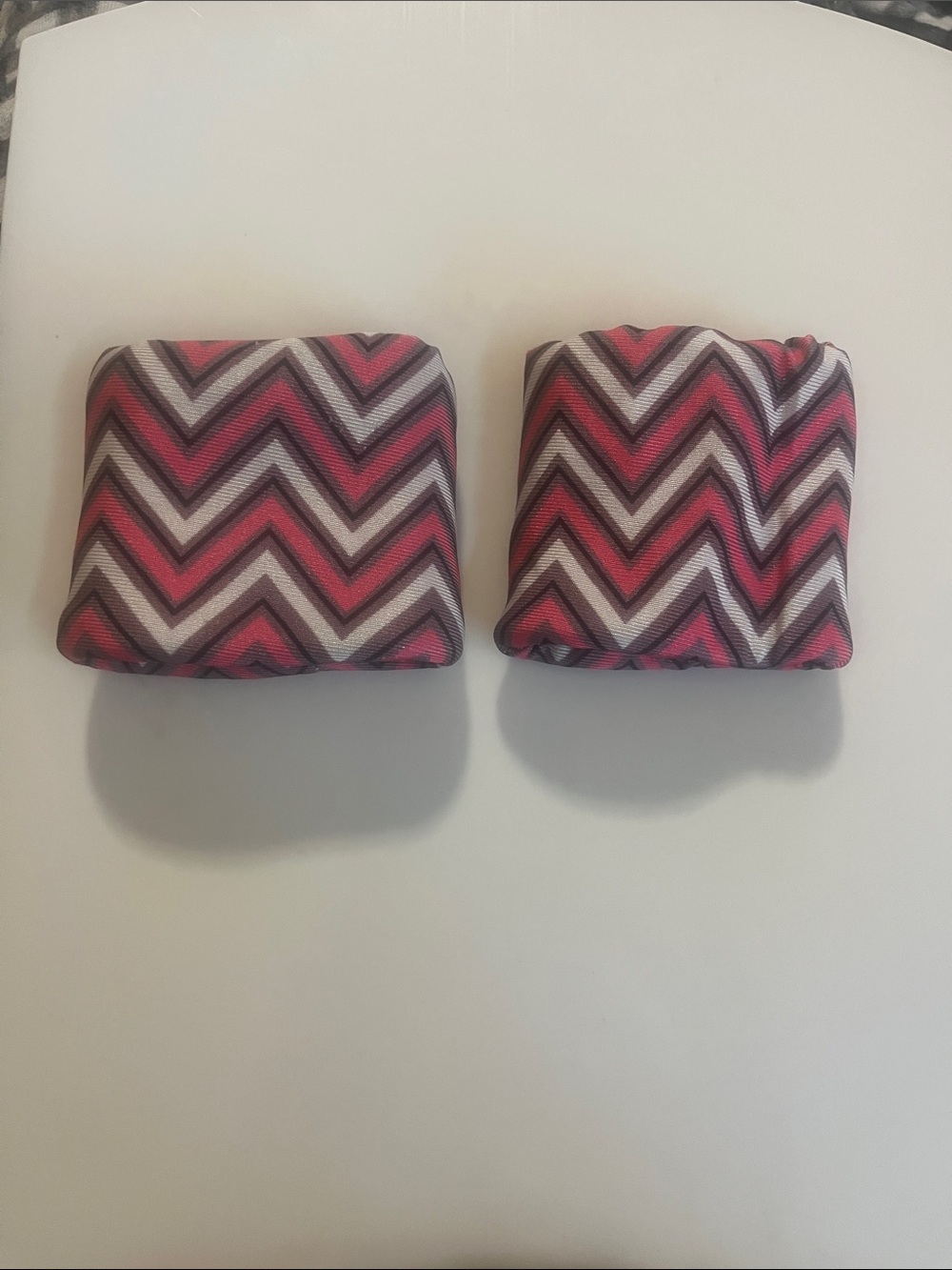 Chevron Accent Women’s Athletic Sweatbands in Pink and Gray - Set of 2